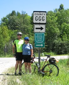[Erin and Reid by the County GGG sign.]